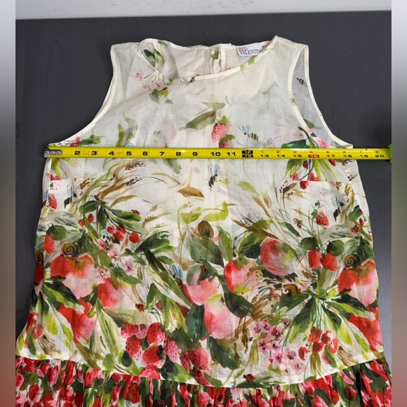 Red Valentino White Strawberry Print Tie-Back Button-Down Tank - Picture 7 of 9